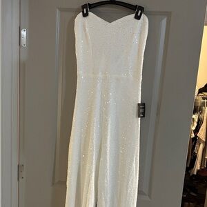Elegant White Sequin jumpsuit